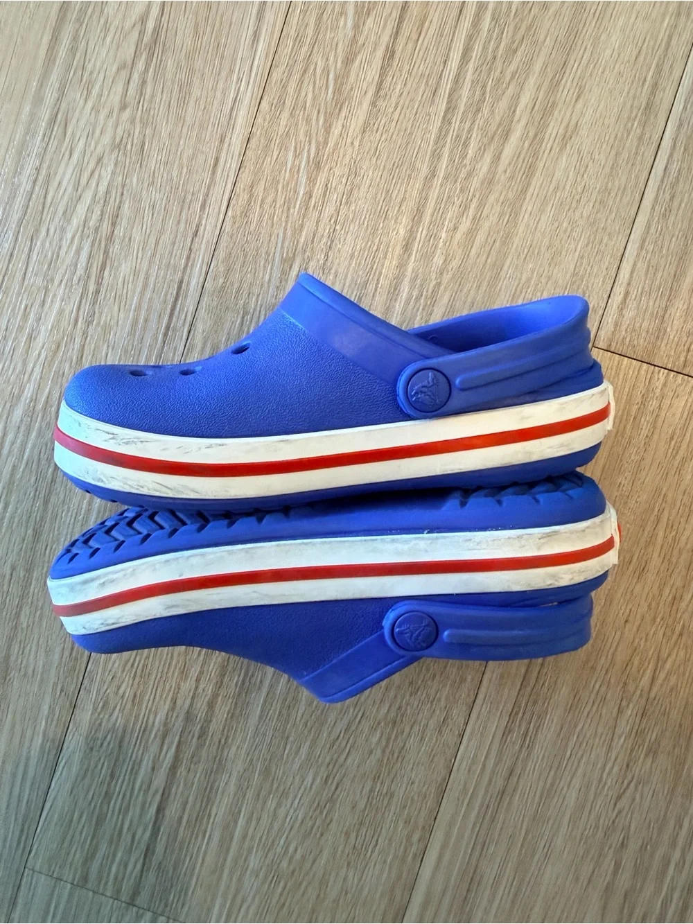 CROCS Kids Classic Clogs in Royal Blue with Red-Trim Sole